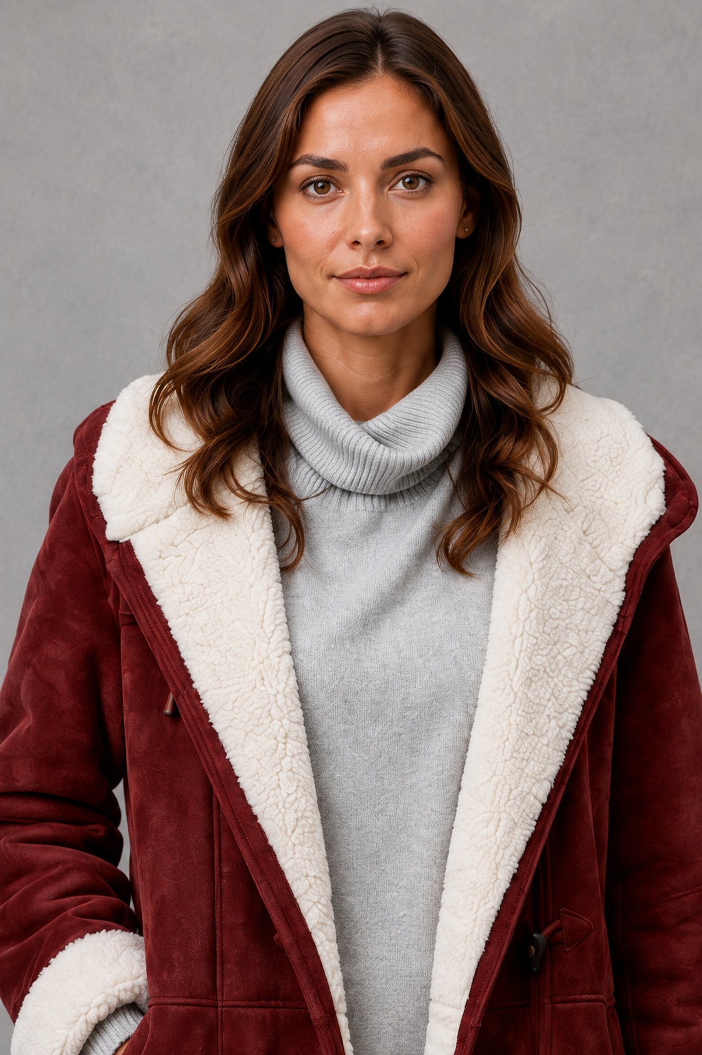 Women’s fleece-lined winter coat with a soft cozy interior, flattering feminine silhouette, comfortable fit, and clean minimalist cold-weather design.