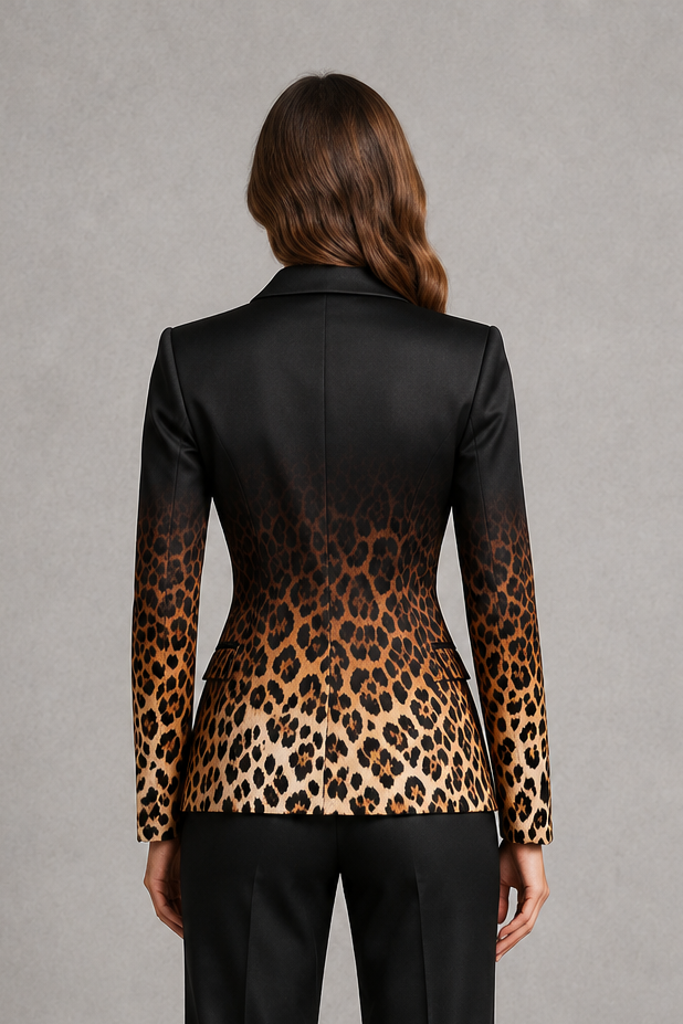 Women’s gradient floral print blazer with classic notched lapels, single-button closure, long sleeves, functional front pockets, and a tailored silhouette.
