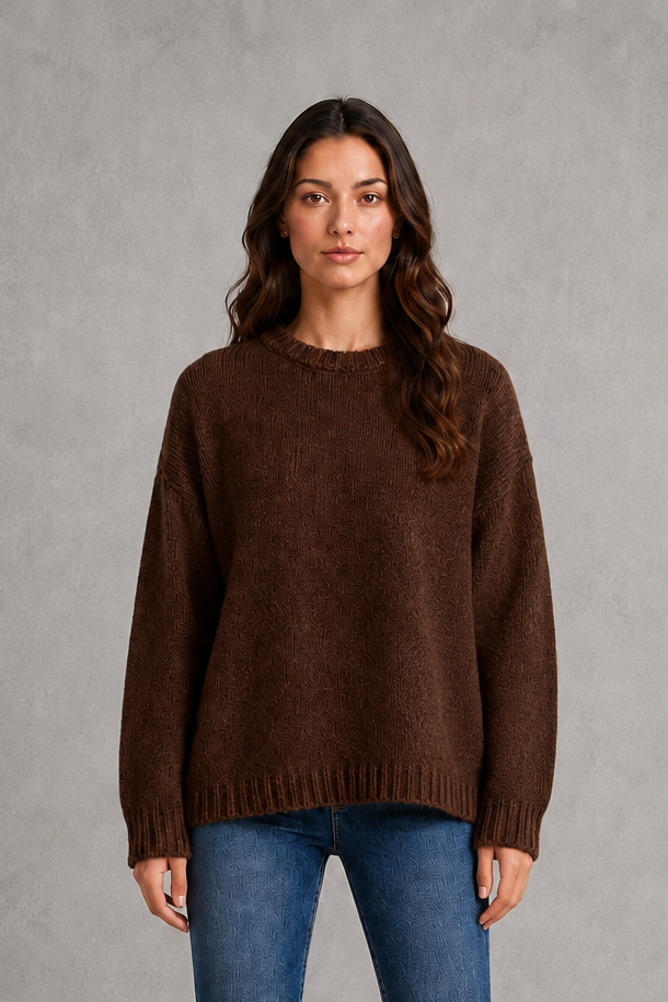 Women’s light gray oversized crew neck knit sweater with dropped shoulders, wide long sleeves, and a relaxed slouchy pullover silhouette.
