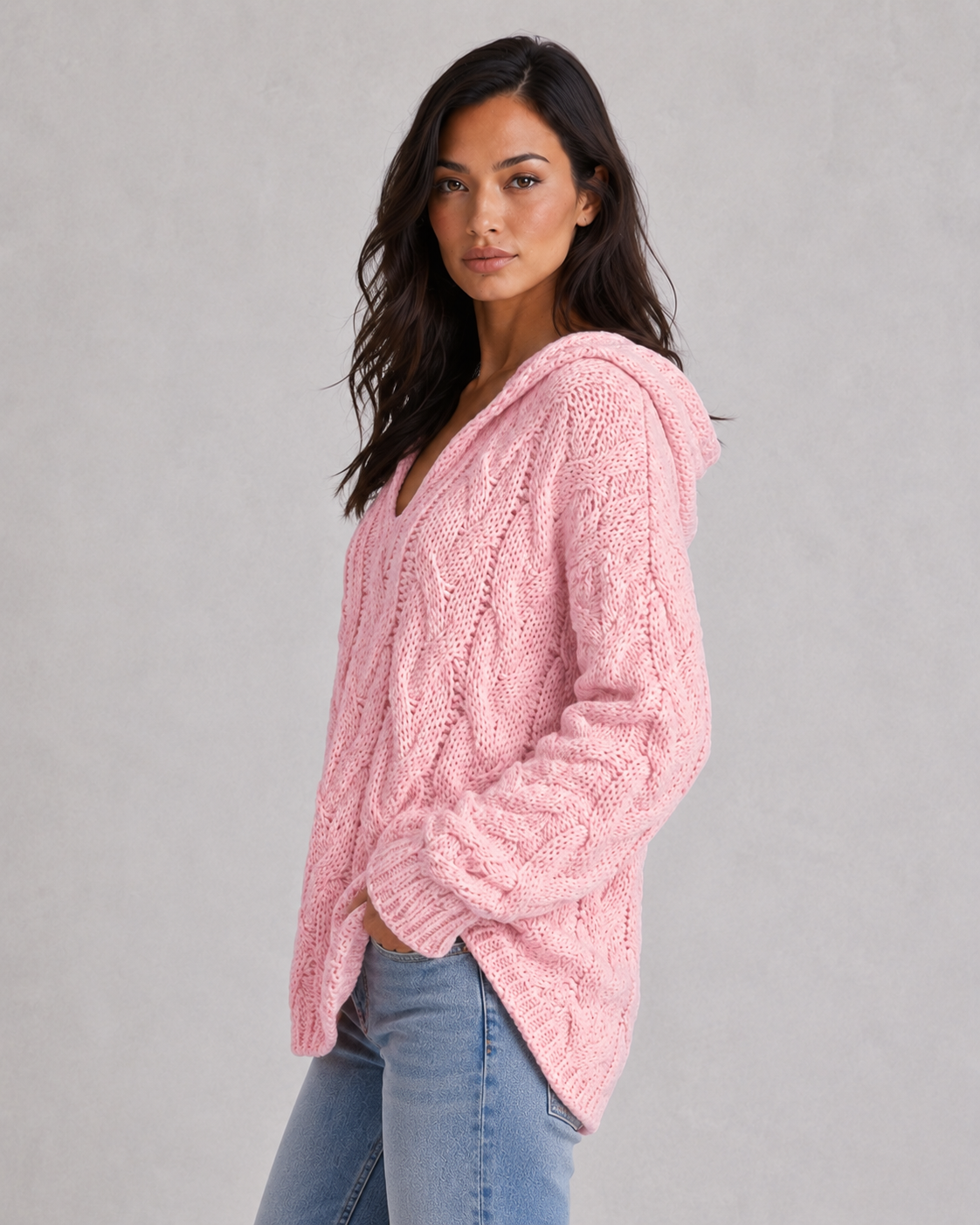 Women's oversized lightweight hoodie sweatshirt in a relaxed fit, featuring a soft fabric finish and casual urban styling for everyday comfort.