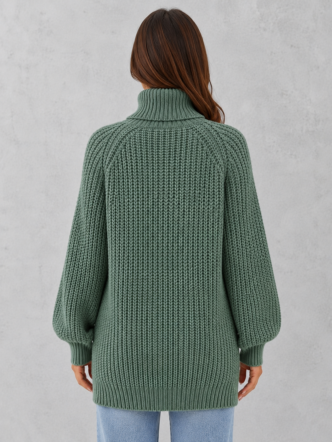 Women's lavender textured knit turtleneck sweater with a soft cozy fit and elegant cold-weather styling
