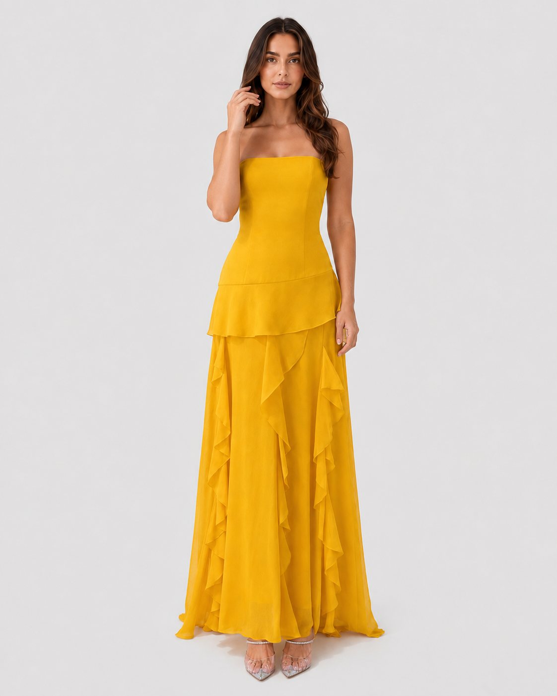 Women’s ruffle flowy casual maxi dress with a lightweight, breathable design and relaxed silhouette. Features soft ruffle detailing, a full-length flowing skirt, and an easy everyday fit ideal for warm-weather outings, vacations, and casual occasions.