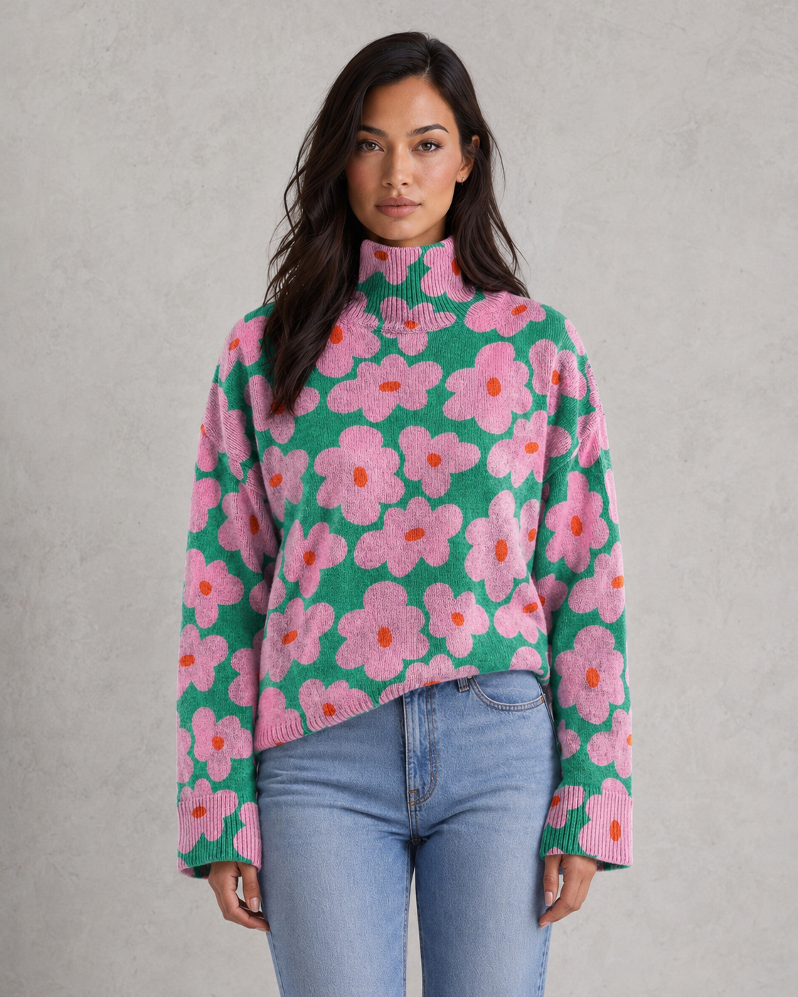 Women's soft knit relaxed-fit sweater with ribbed cuffs and hem in an elegant everyday silhouette.