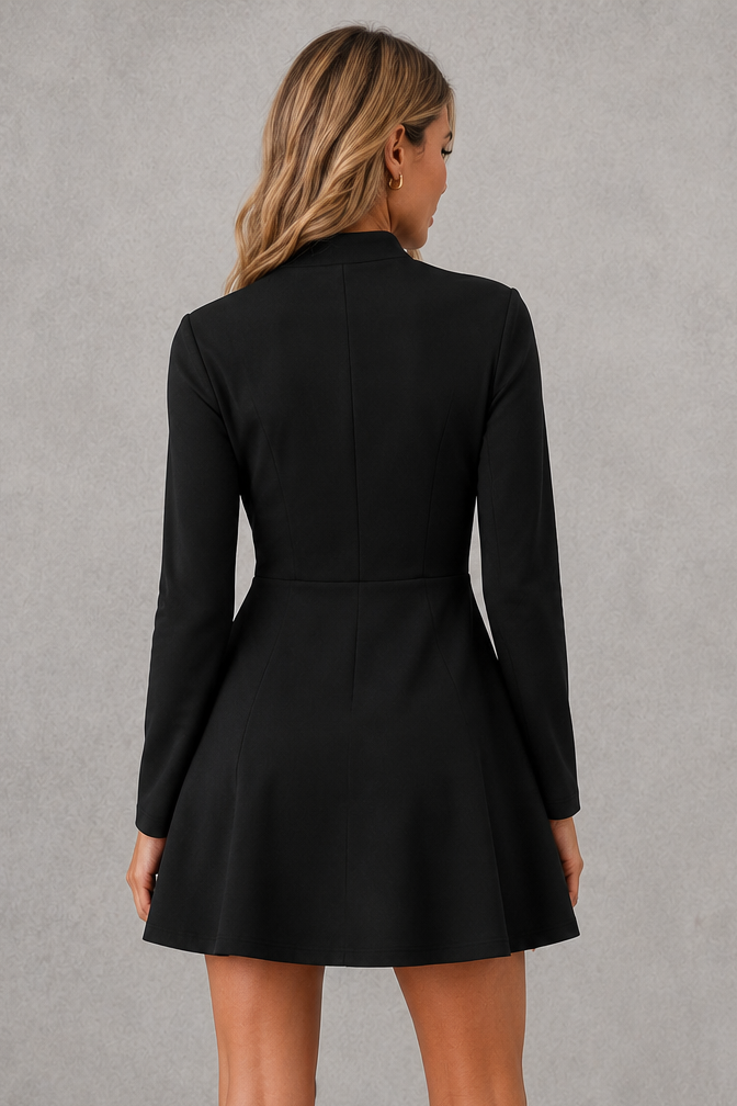 Women’s stand collar button-up jacket with long sleeves, lightweight woven fabric, a structured silhouette, and a clean tailored finish.