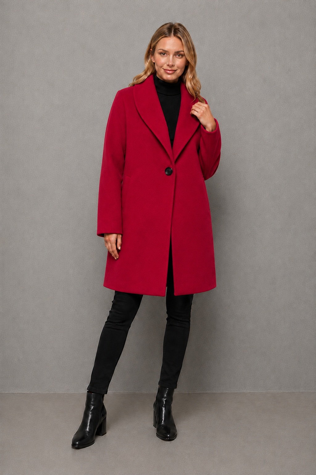 Women’s windproof winter coat with an elegant longline silhouette, relaxed fit, long sleeves, and soft lightweight fabric for comfortable layering.
