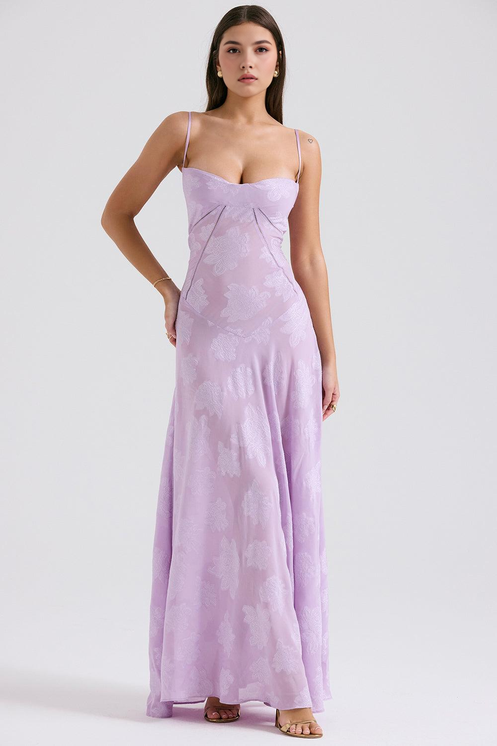 Women’s Velvet Floral Maxi Gown with Corset Bodice for Evening & Formal Wear
