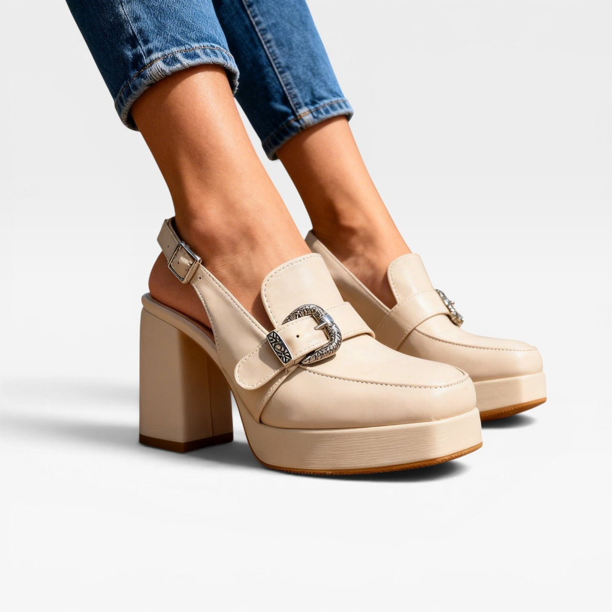Women's Block Heel Pumps with Buckle Strap – Vintage Dress Shoes | Duxford