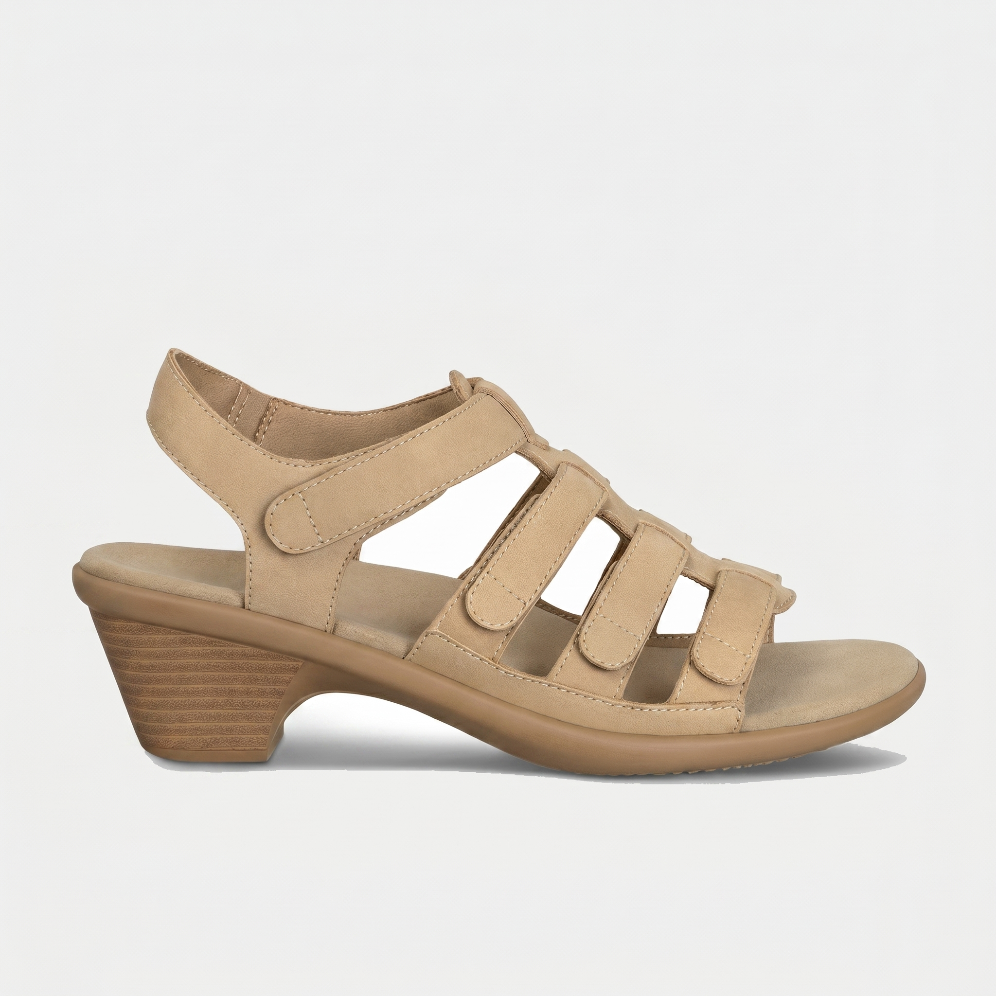 Women's Elegant Leather Heel Strap Sandals in Taupe - Tessa