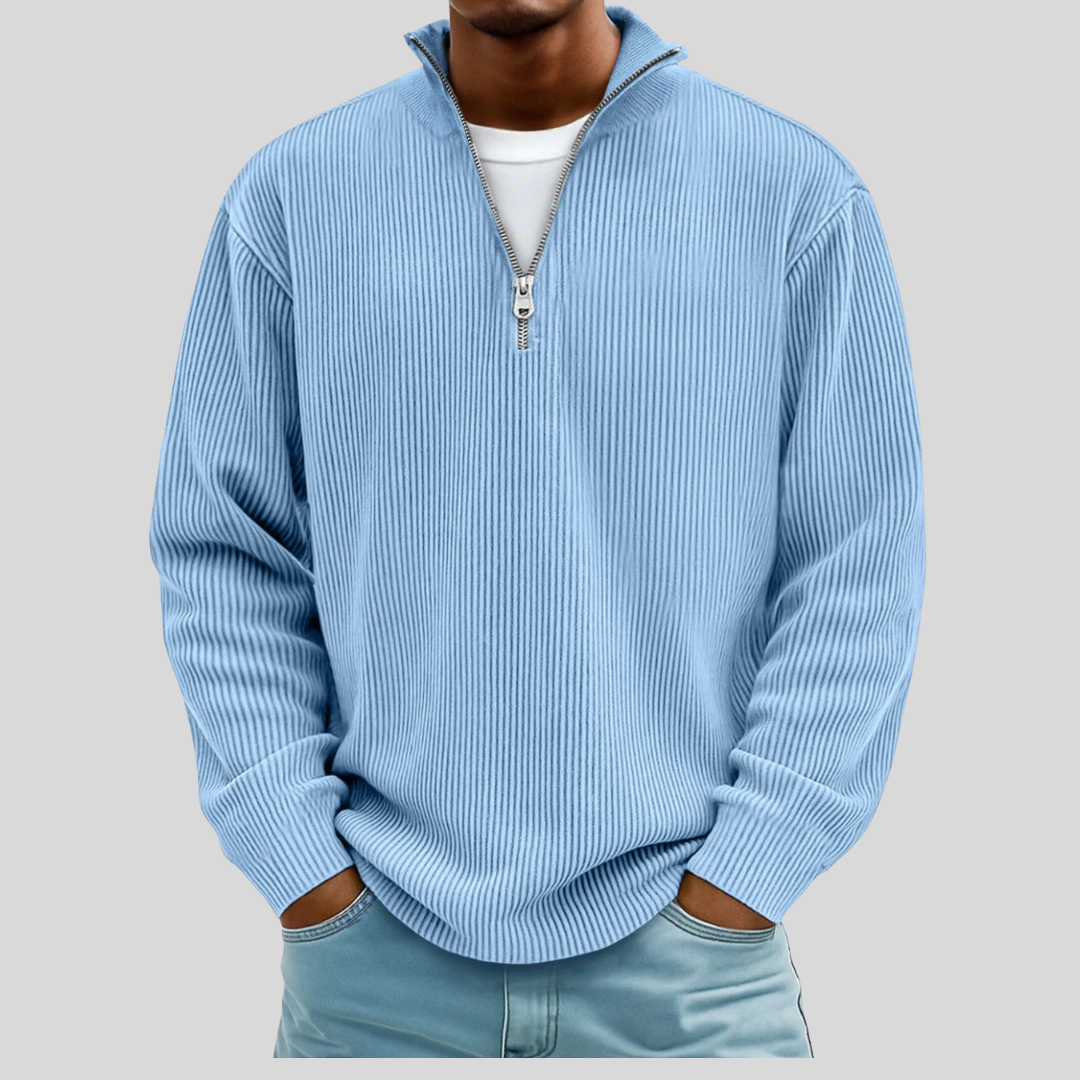Men’s Ribbed Half Zip Sweater - Klyne Studios