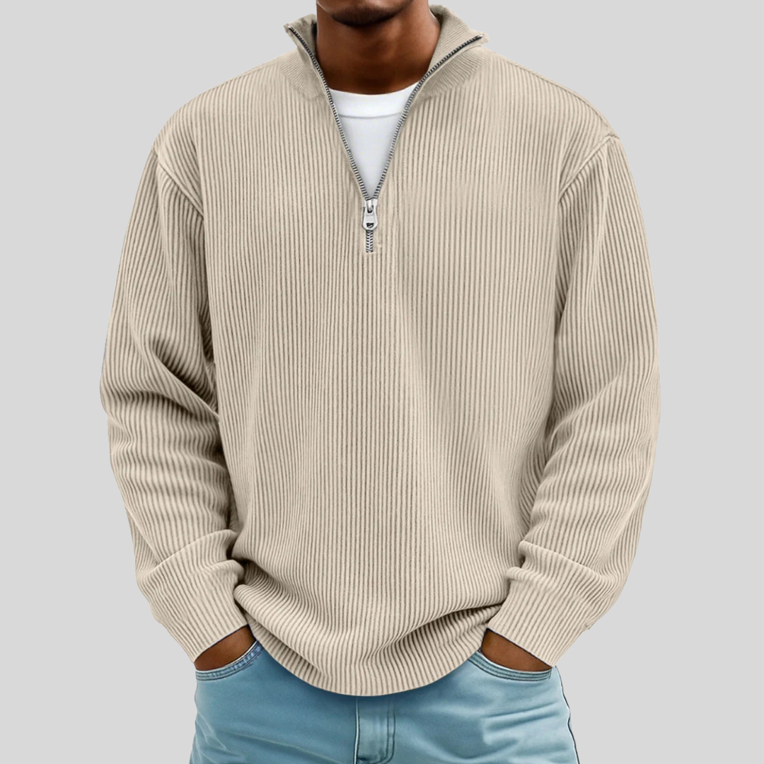 Men’s Ribbed Half Zip Sweater - Klyne Studios