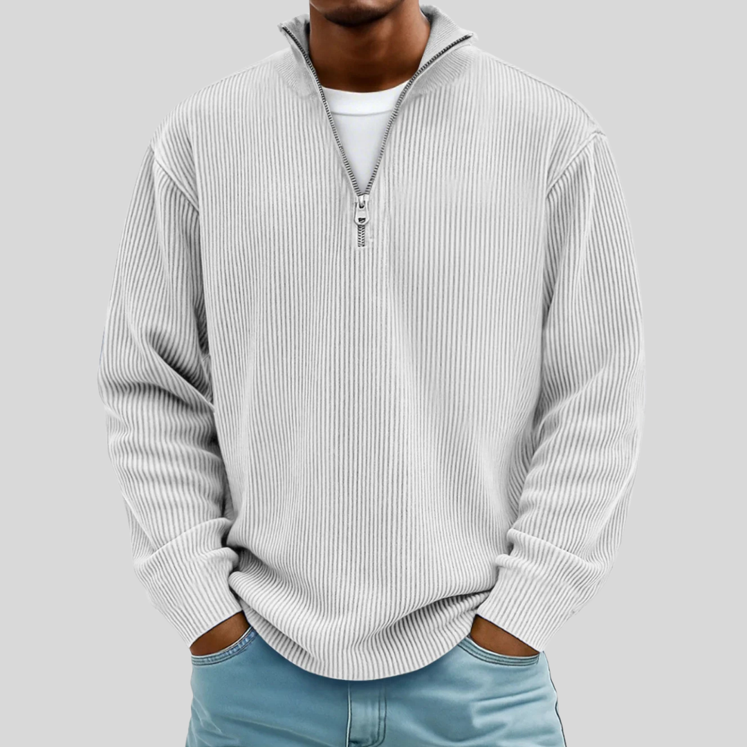 Men’s Ribbed Half Zip Sweater - Klyne Studios