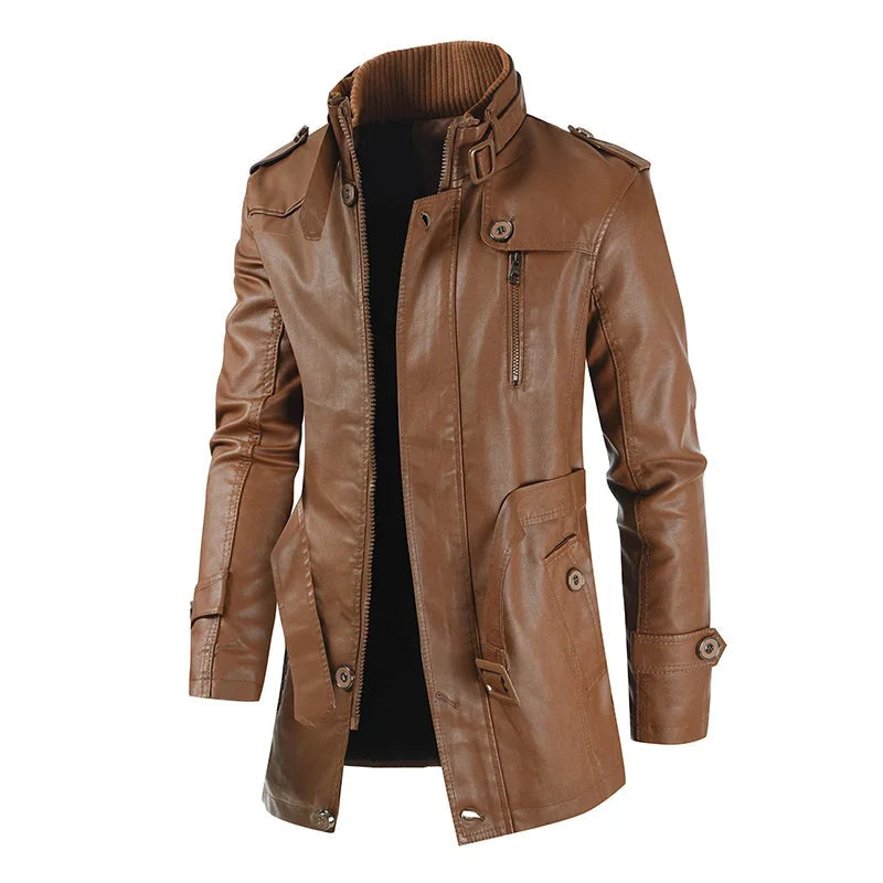 Long Leather Biker Jacket