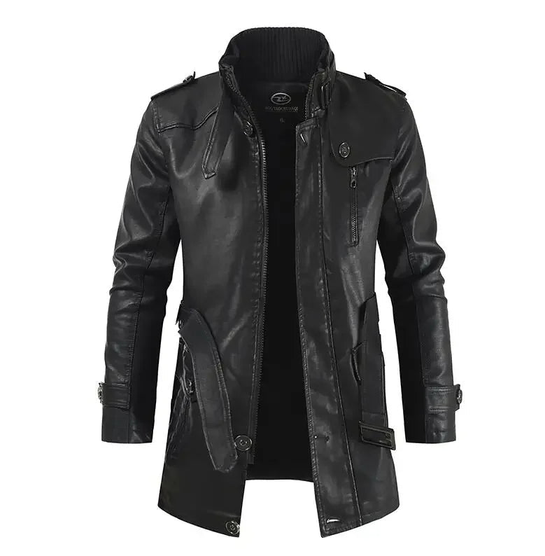 Long Leather Biker Jacket