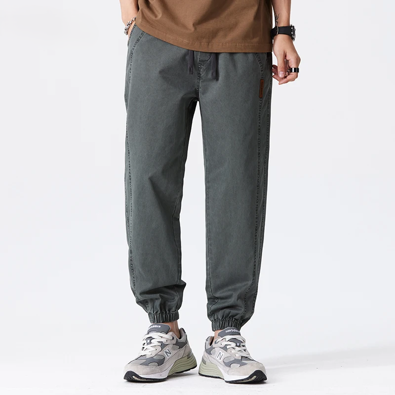 Men's 100% cotton joggers with elastic waistband and ankle cuffs