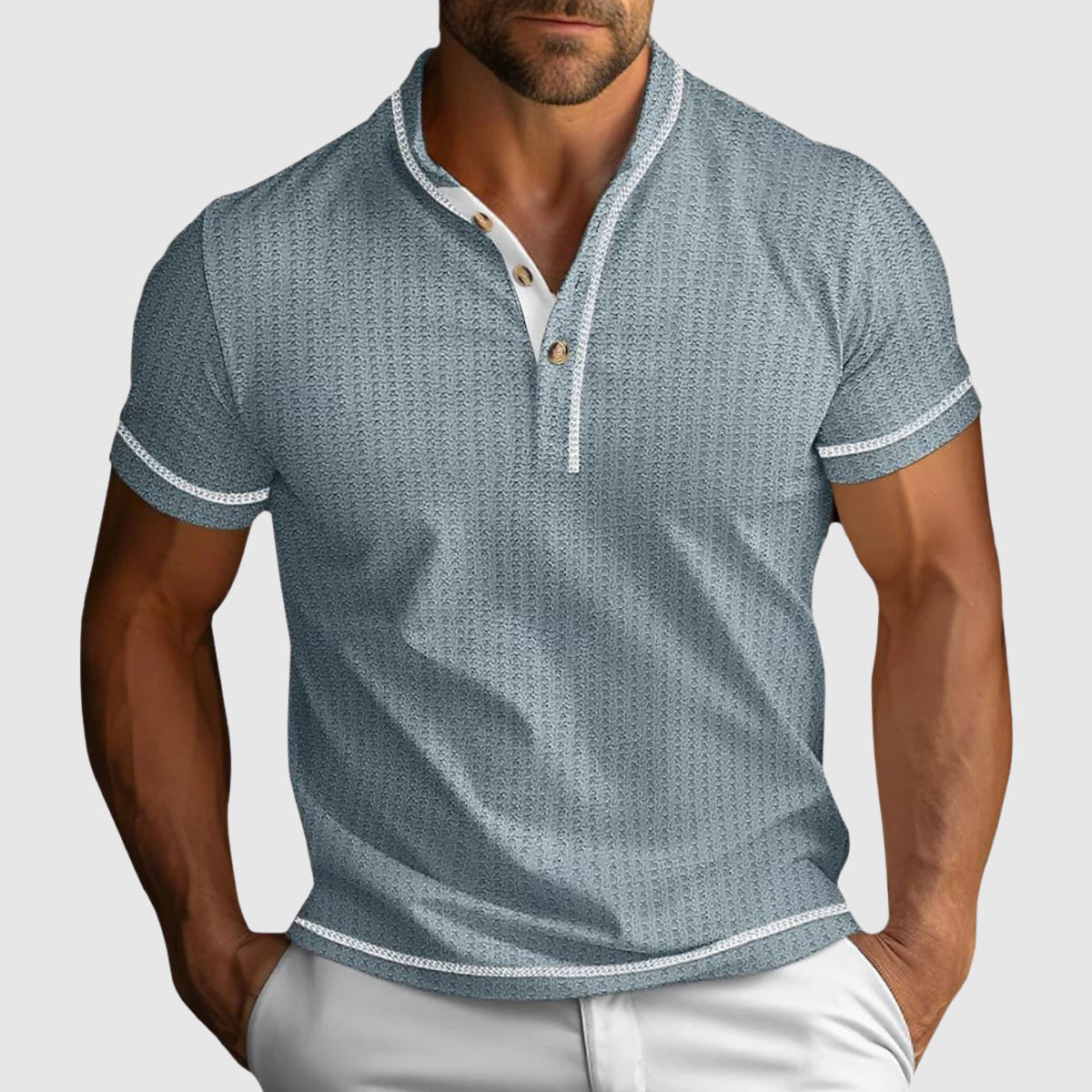 Men’s cotton blend slim fit textured shirt with modern tailored design