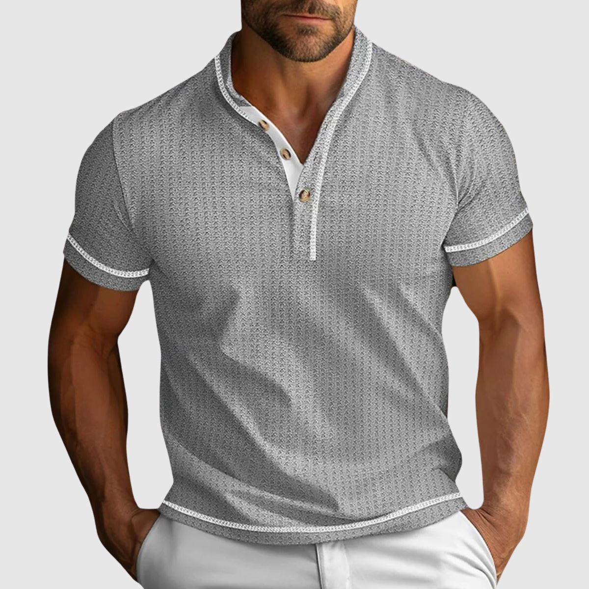 Men’s cotton blend slim fit textured shirt with modern tailored design