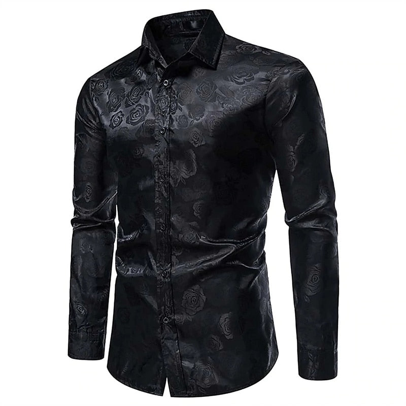 Men’s Long Sleeve Shirt with Gloss Finish for Smart Casual and Evening Wear