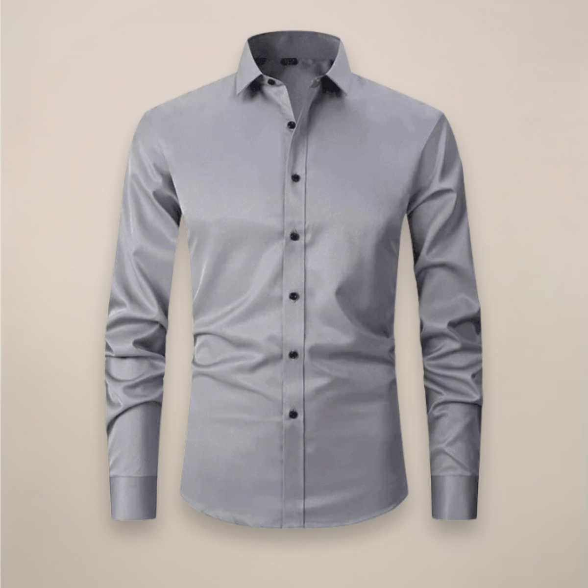 Men's long-sleeve structured shirt with wrinkle-free finish