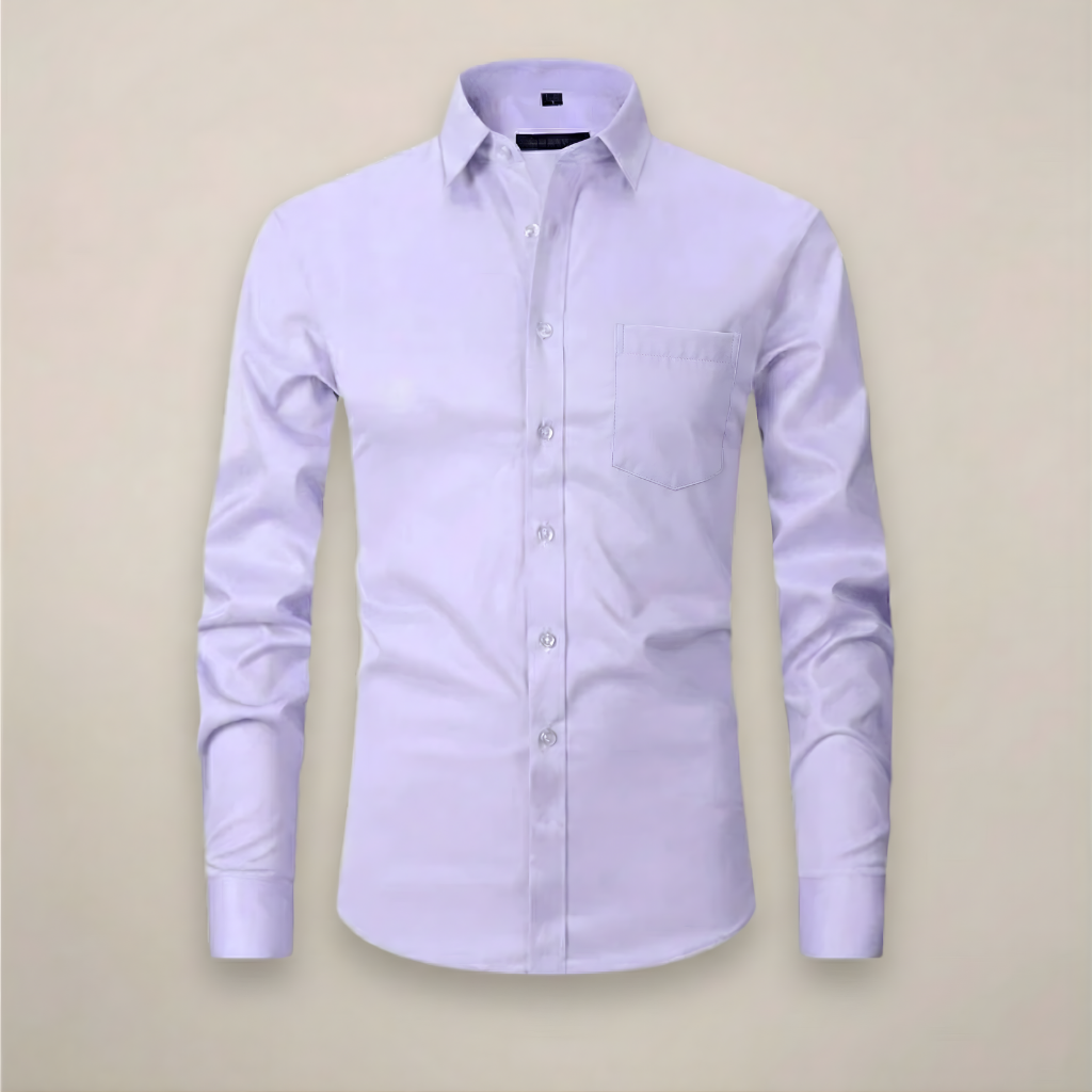 Men's long-sleeve structured shirt with wrinkle-free finish