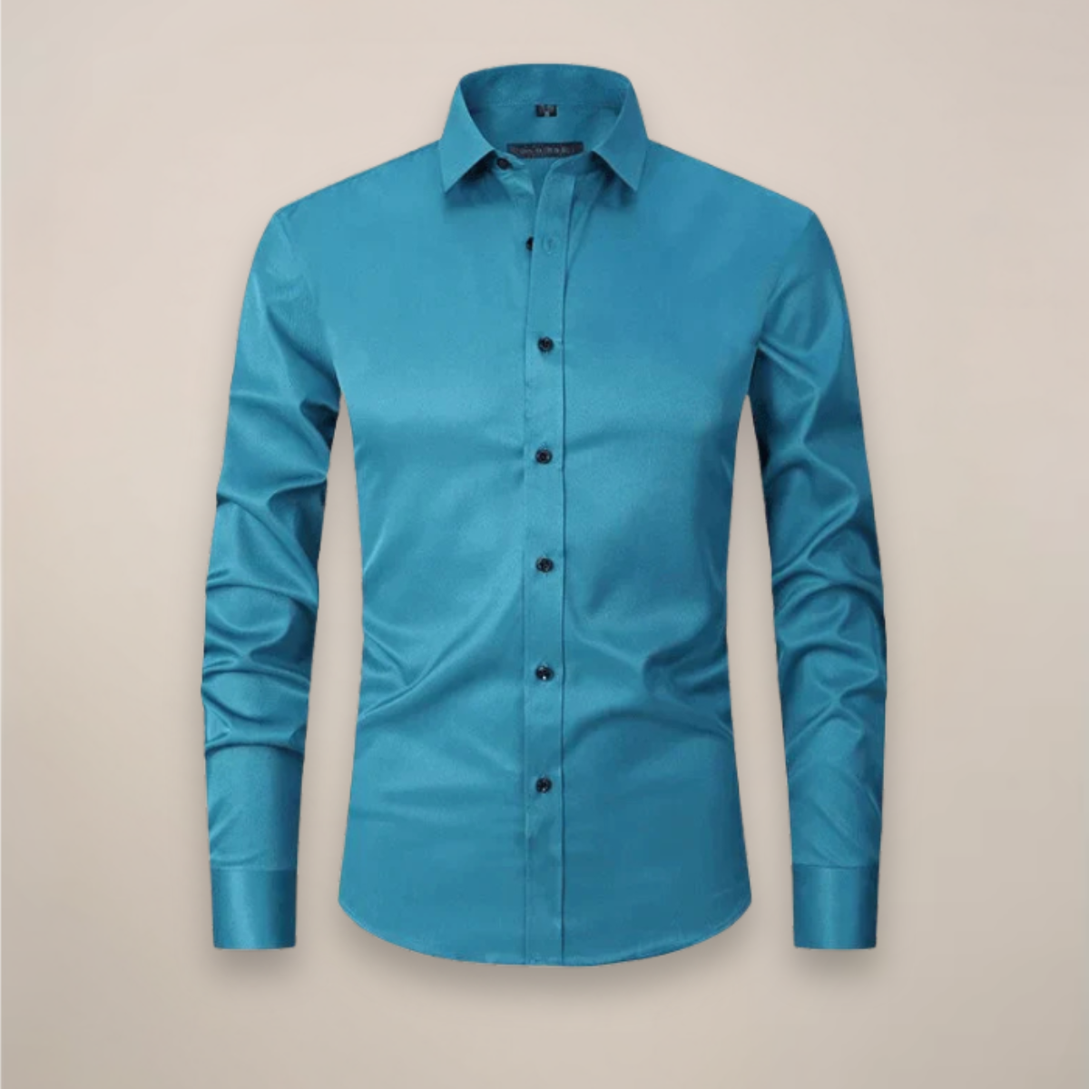 Men's long-sleeve structured shirt with wrinkle-free finish