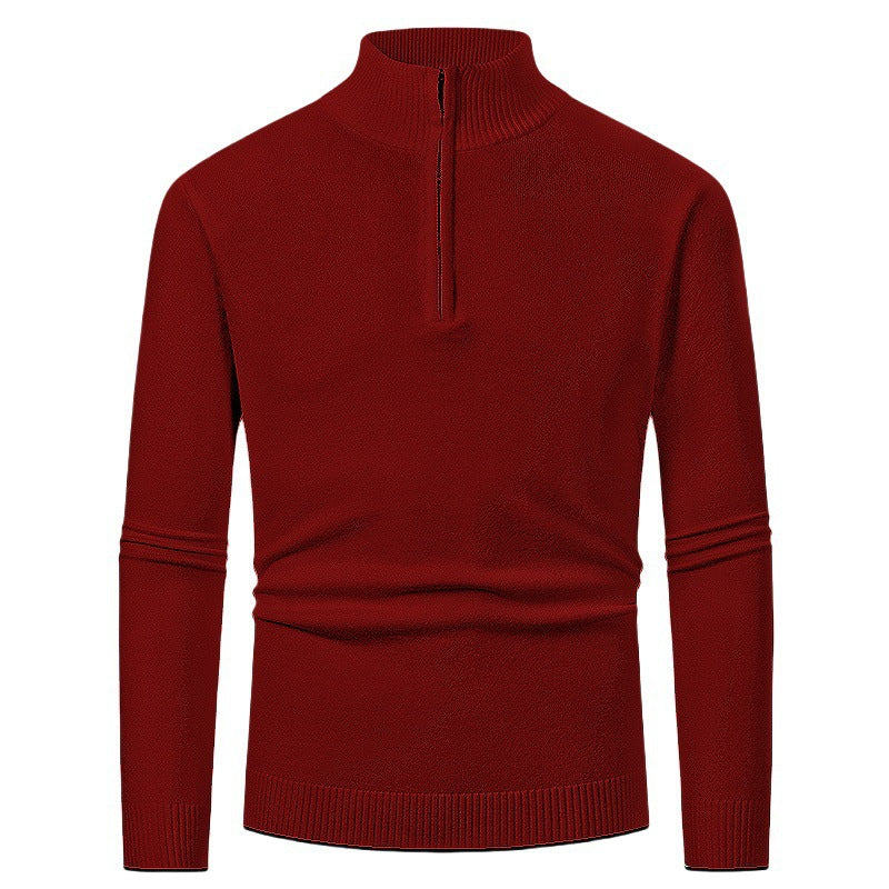 Women's merino zip knit sweater with V-neck zipper detail