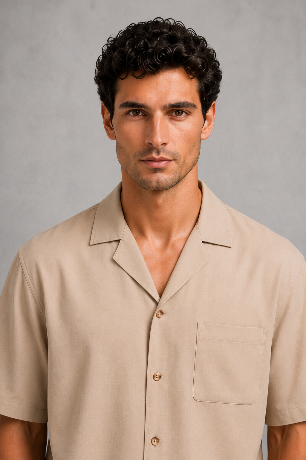 Menโs short sleeve shirt and drawstring trouser co-ord set with a relaxed fit and lightweight breathable fabric for summer casual wear.