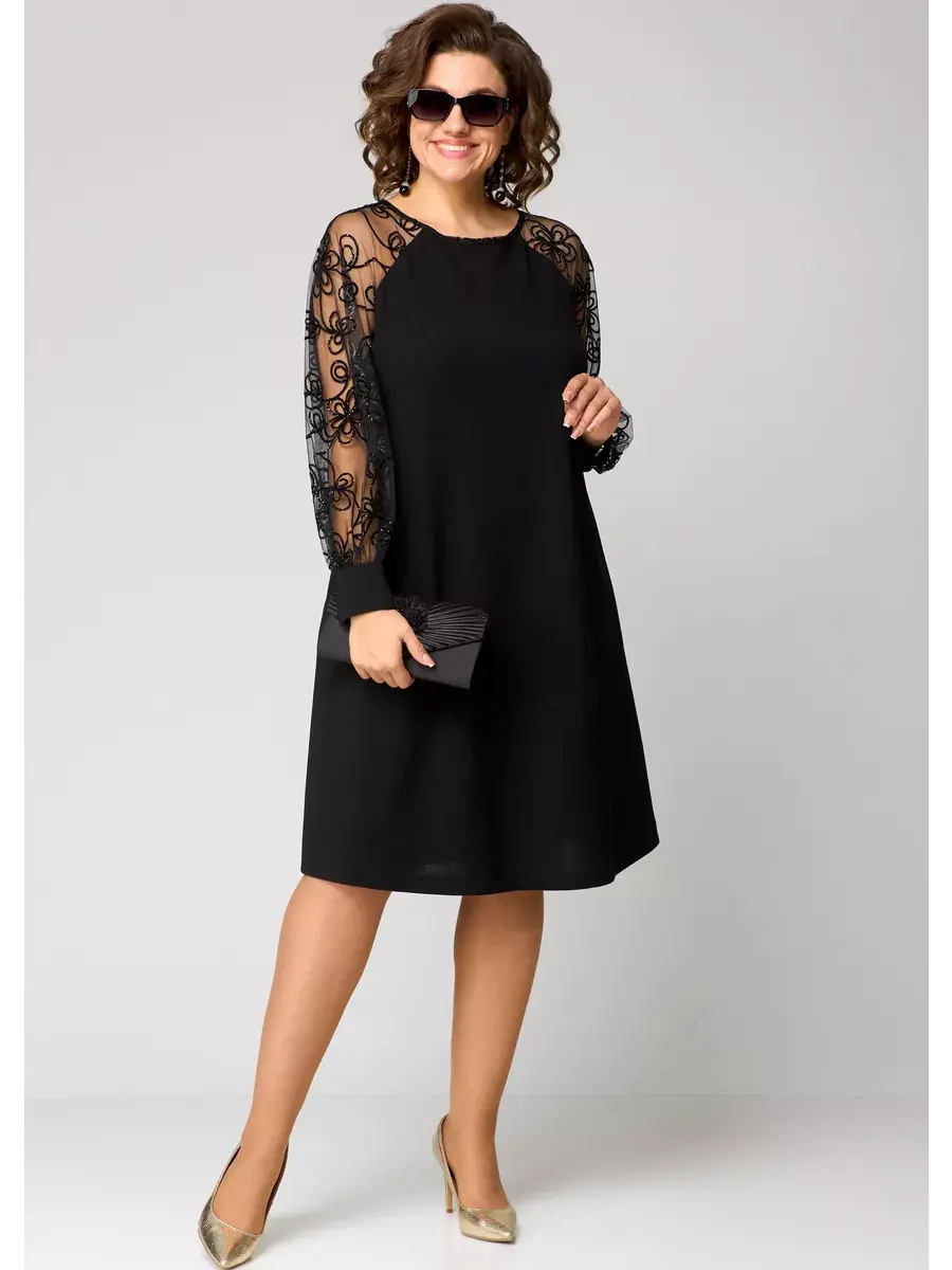 Women wearing a midi dress with refined sleeve details