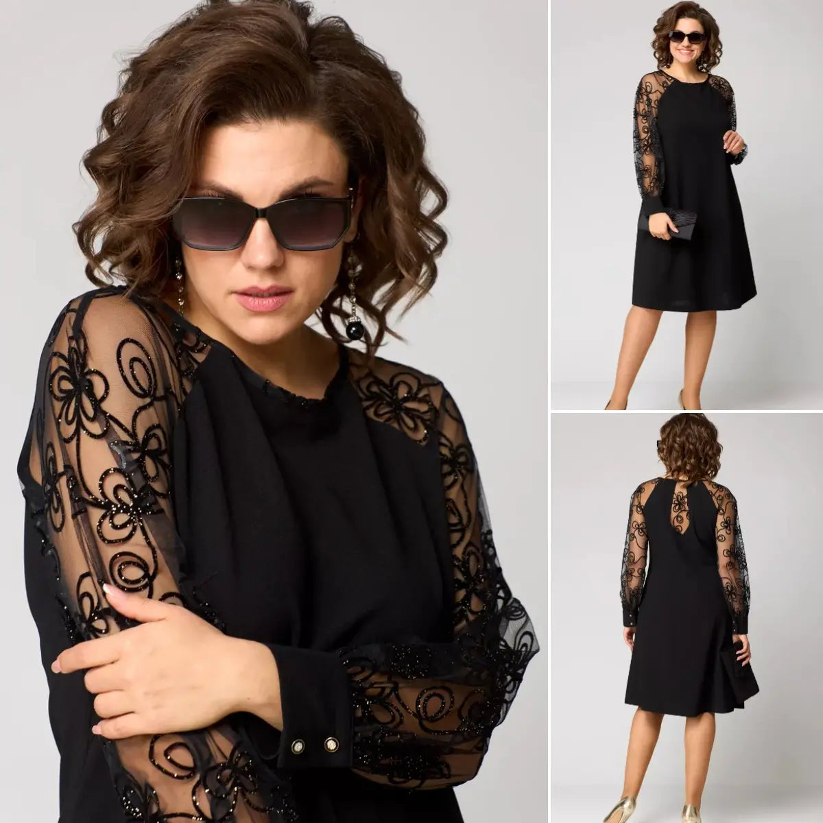 Women wearing a midi dress with refined sleeve details
