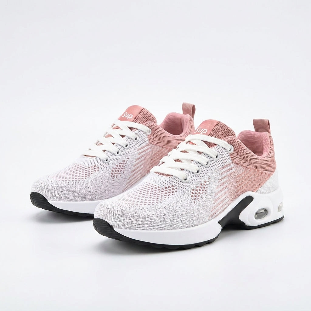 Women's Orthopedic Comfort Sneakers in White & Pink - WalkMora
