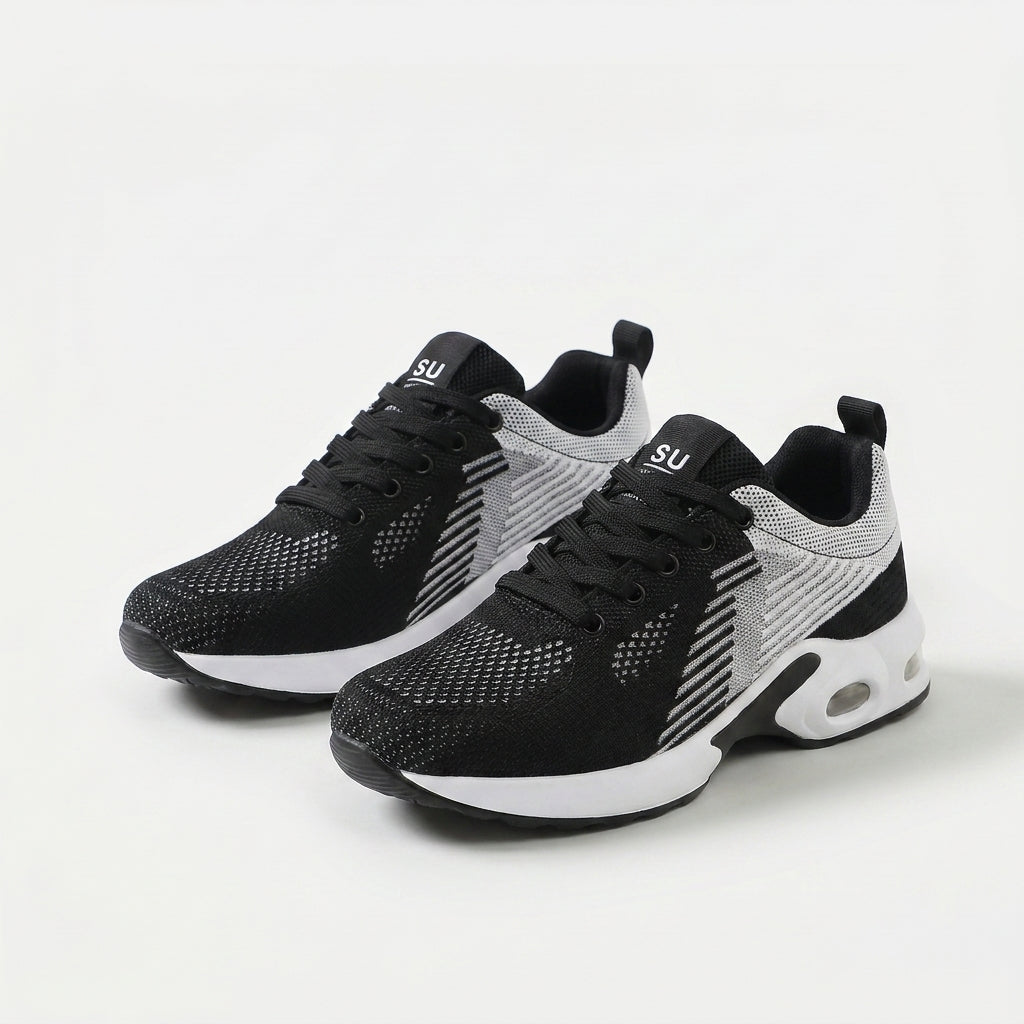 Women's Orthopedic Comfort Sneakers in White & Black - WalkMora