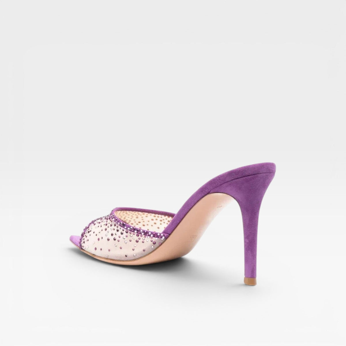 Women's Crystal Embellished Suede Stiletto Mules – Evening Heels | Ebrington
