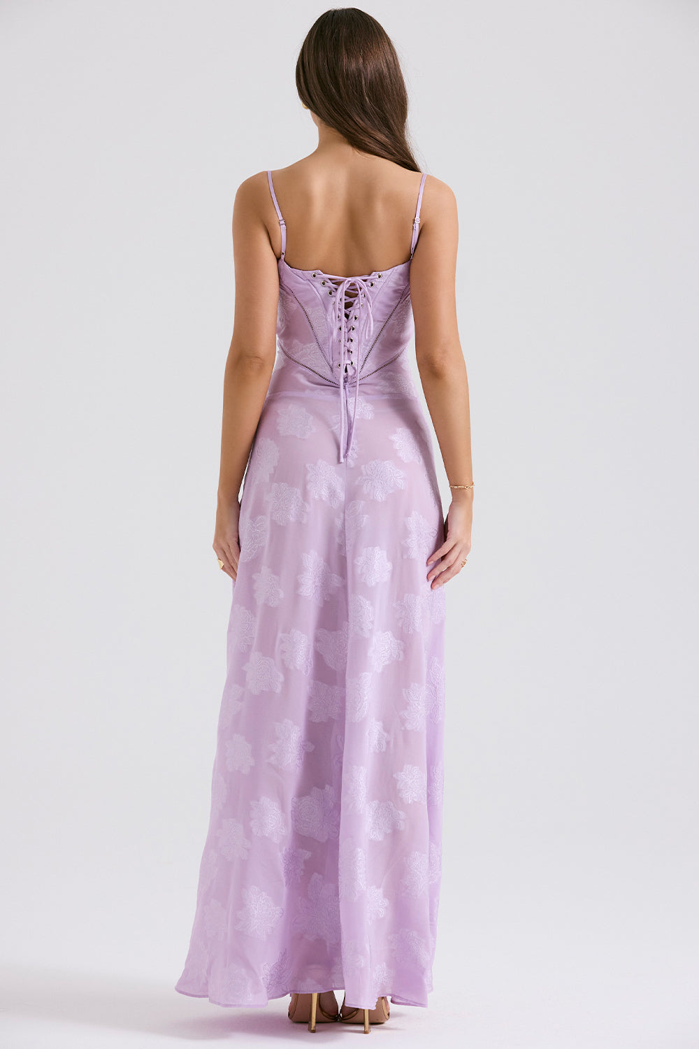 Women’s Floral Bustier Gown with Sheer Overlay for Evening & Formal Wear
