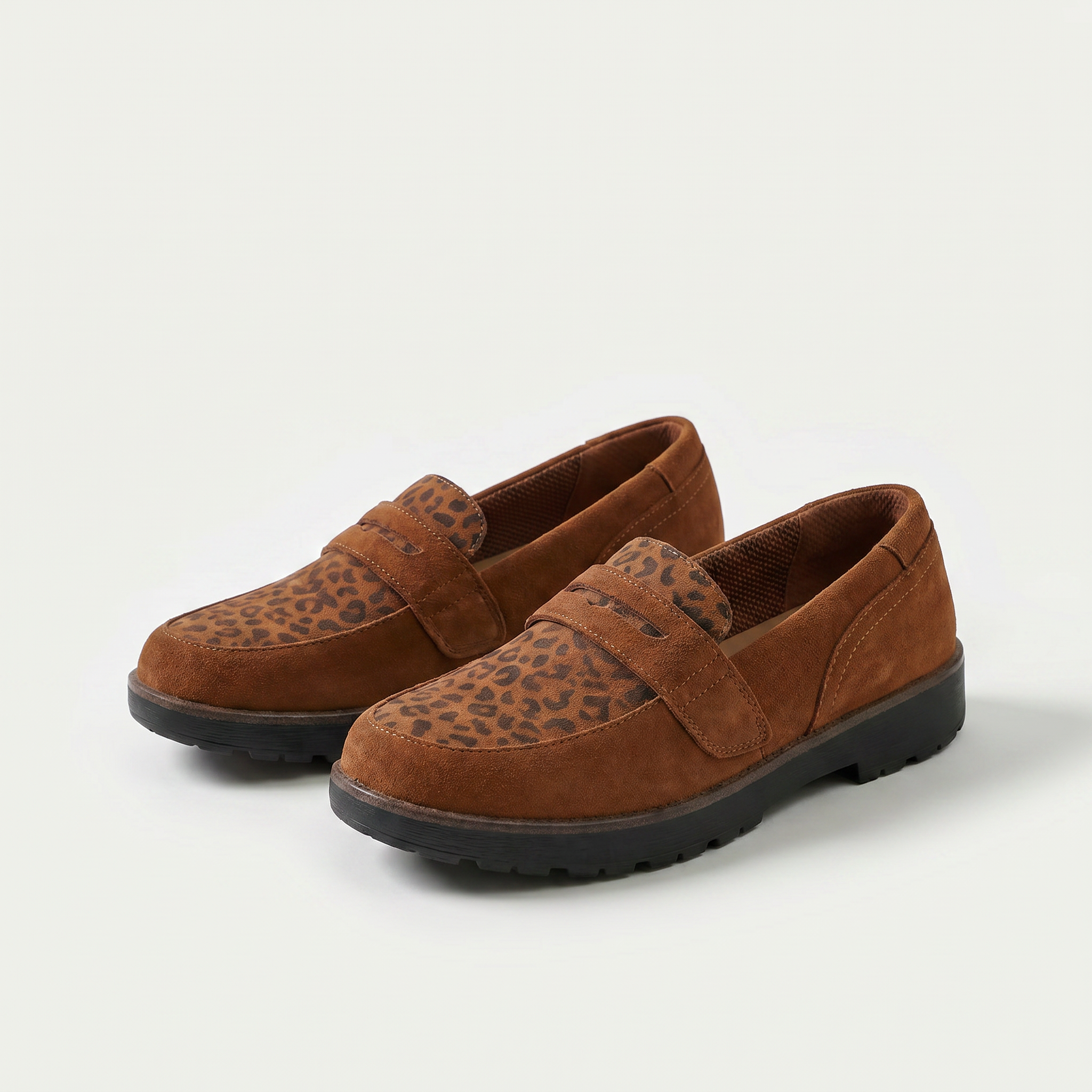 Women's Leopard Print Leather Loafers - Shelly
