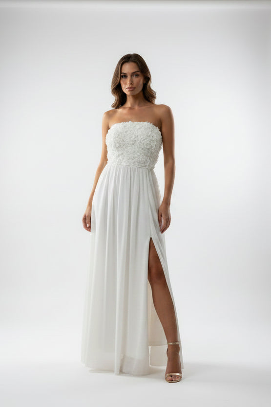 Women’s slit maxi dress in soft cotton blend