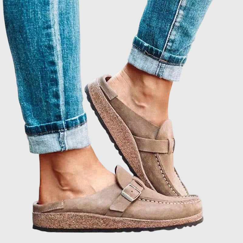 Women wearing support comfort clogs with cushioned sole