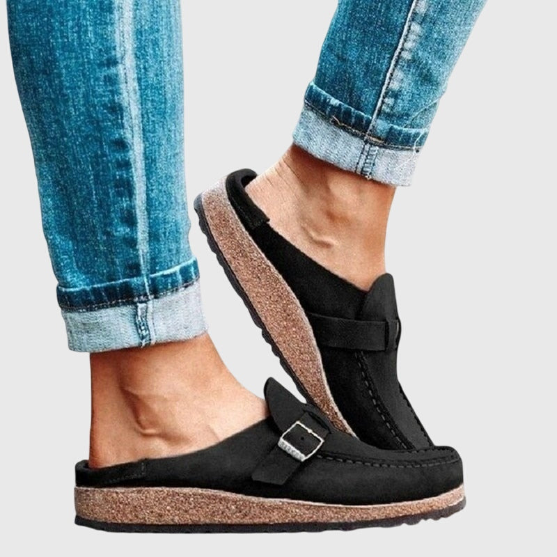 Women wearing support comfort clogs with cushioned sole