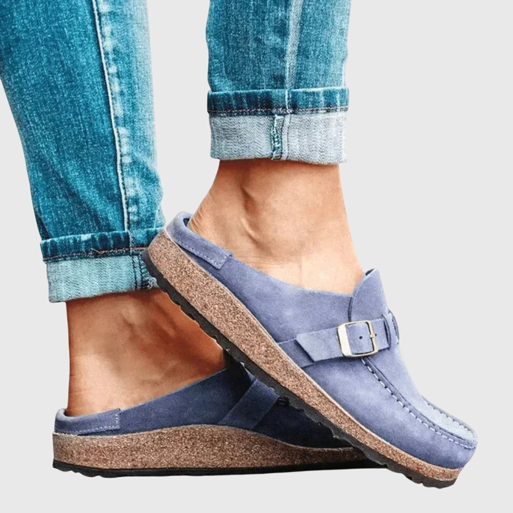 Women wearing support comfort clogs with cushioned sole