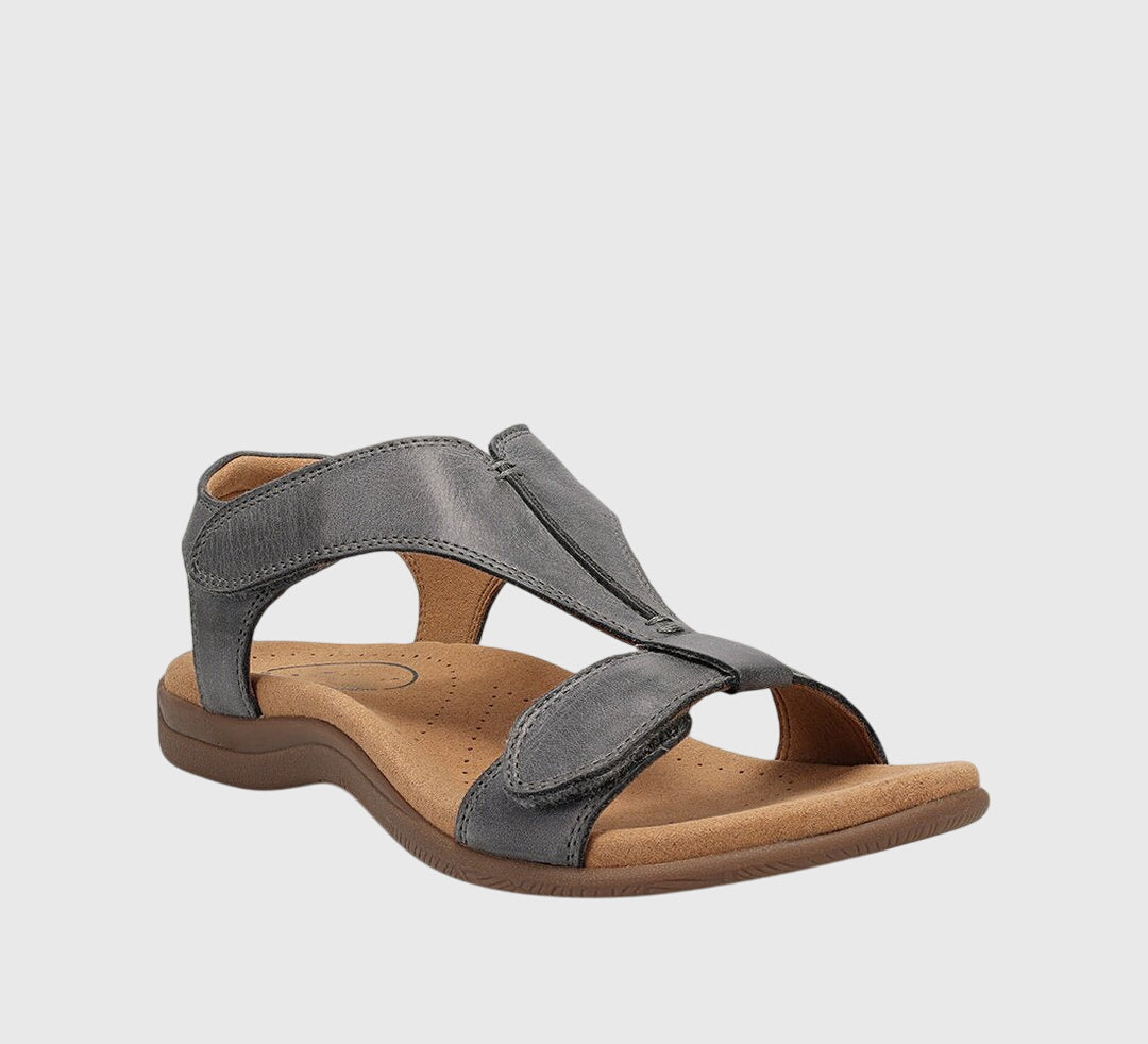 Women wearing support comfort sandals with cushioned insole and adjustable strap