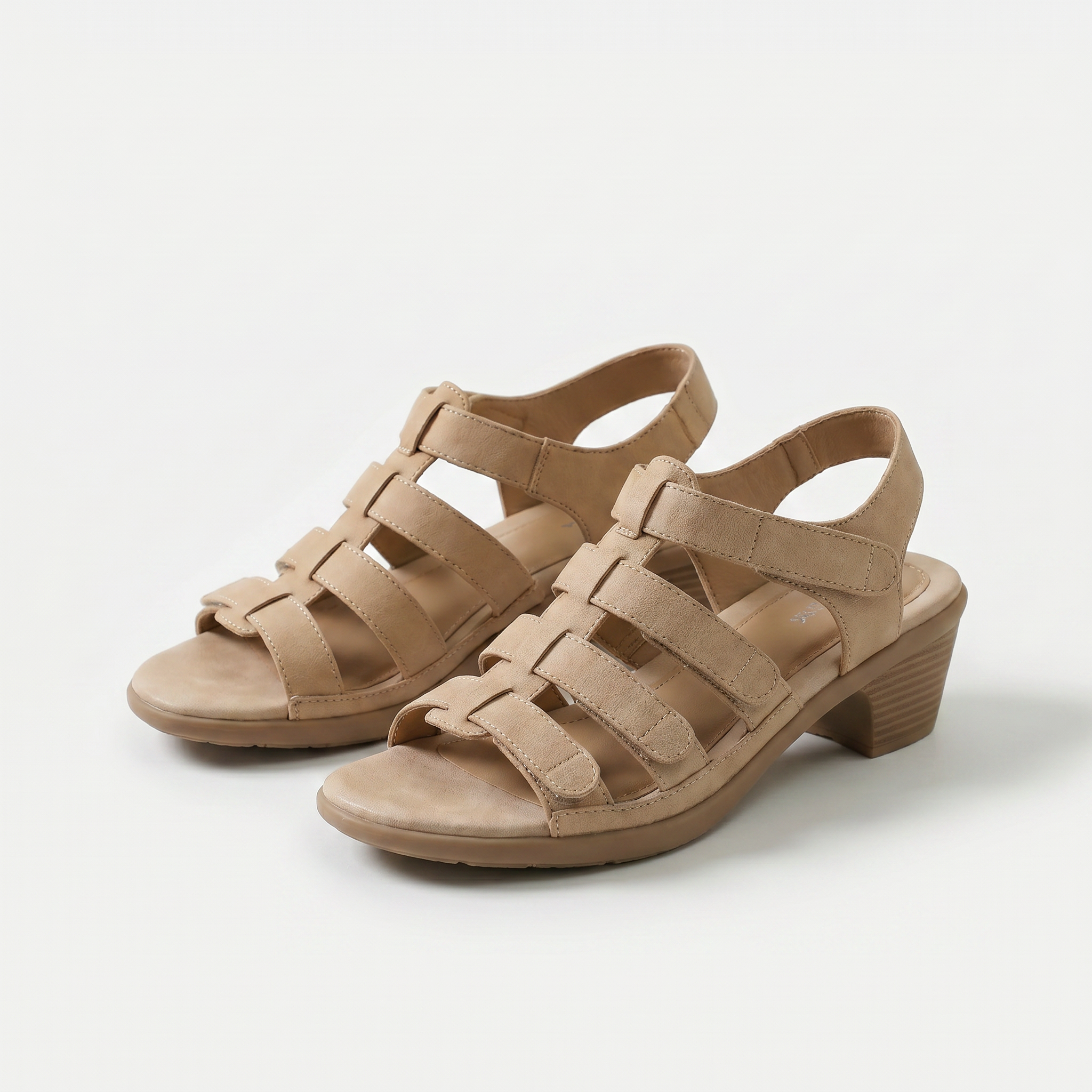 Women's Elegant Leather Heel Strap Sandals in Taupe - Tessa
