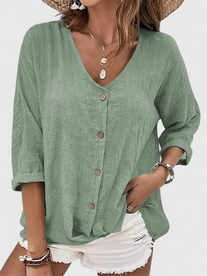 v-neck-button-blouse