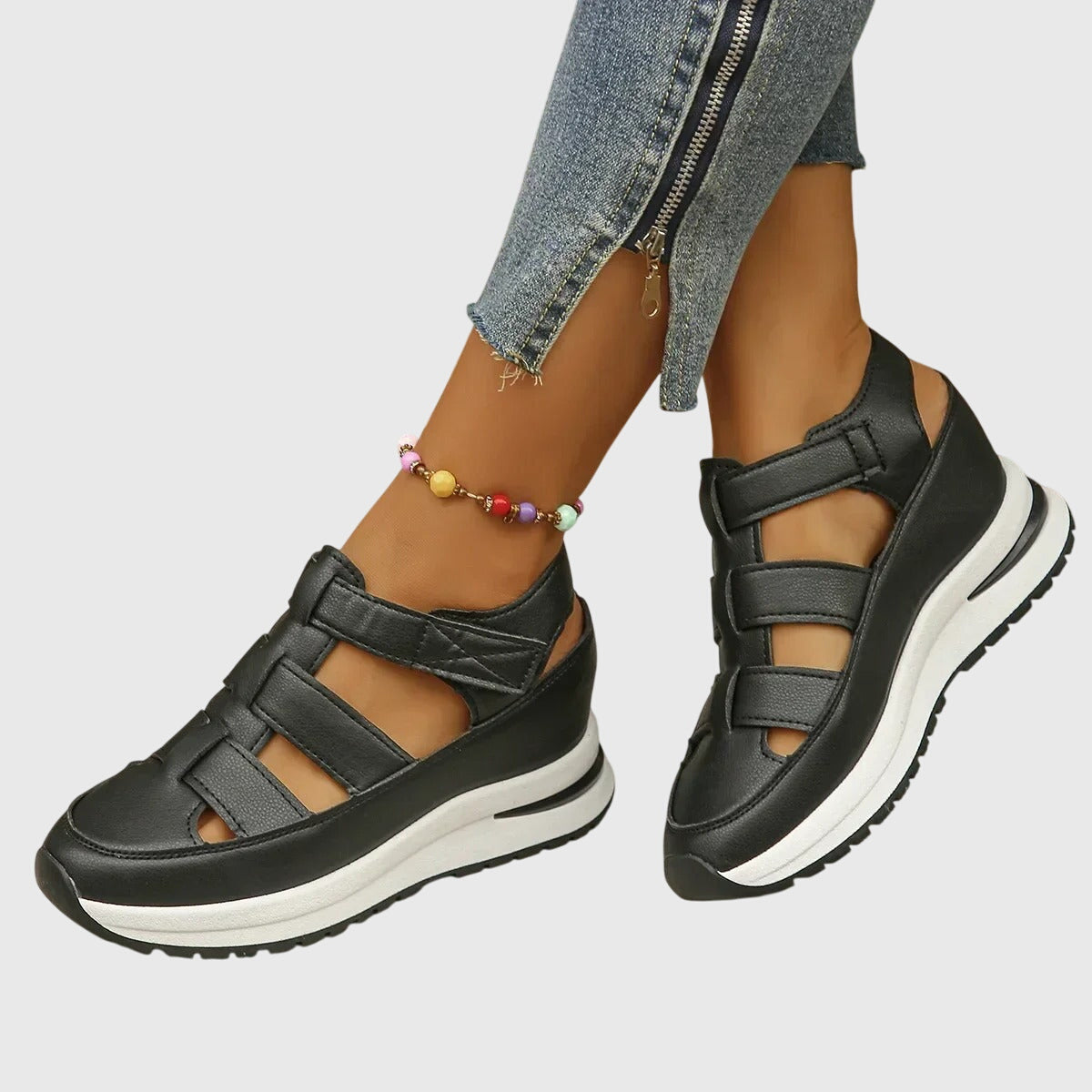 Women’s adjustable sandals with arch support and non-slip sole