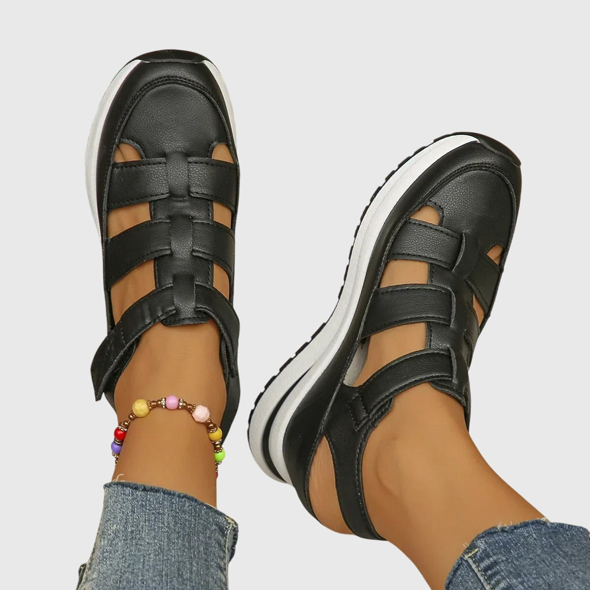 Women’s adjustable sandals with arch support and non-slip sole