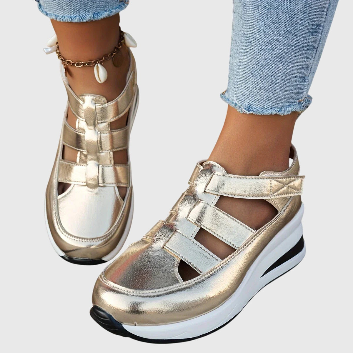 Women’s adjustable sandals with arch support and non-slip sole