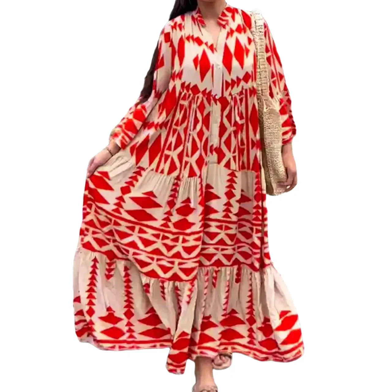 Women wearing casual shirt maxi dress with button front design and long flowing silhouette