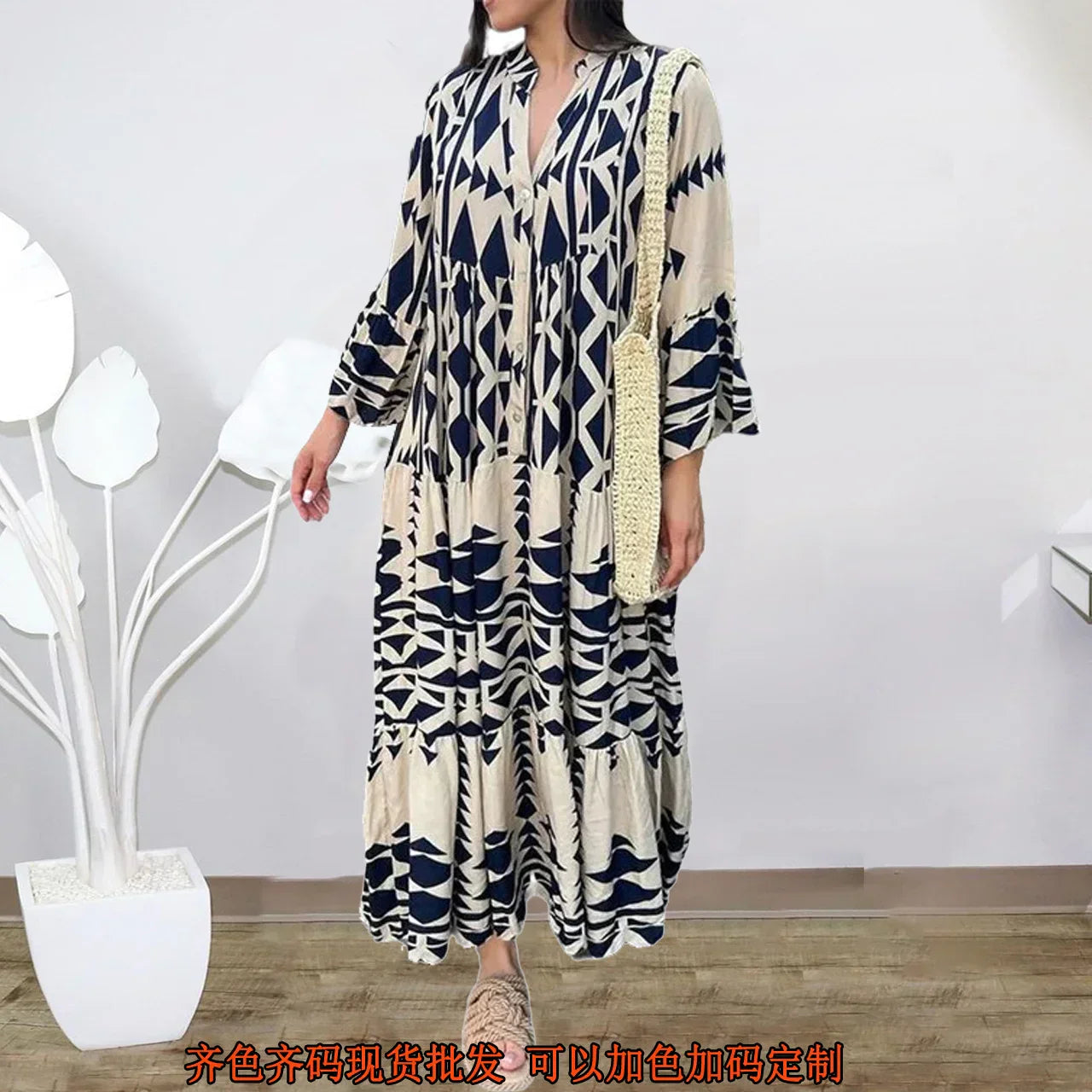 Women wearing casual shirt maxi dress with button front design and long flowing silhouette