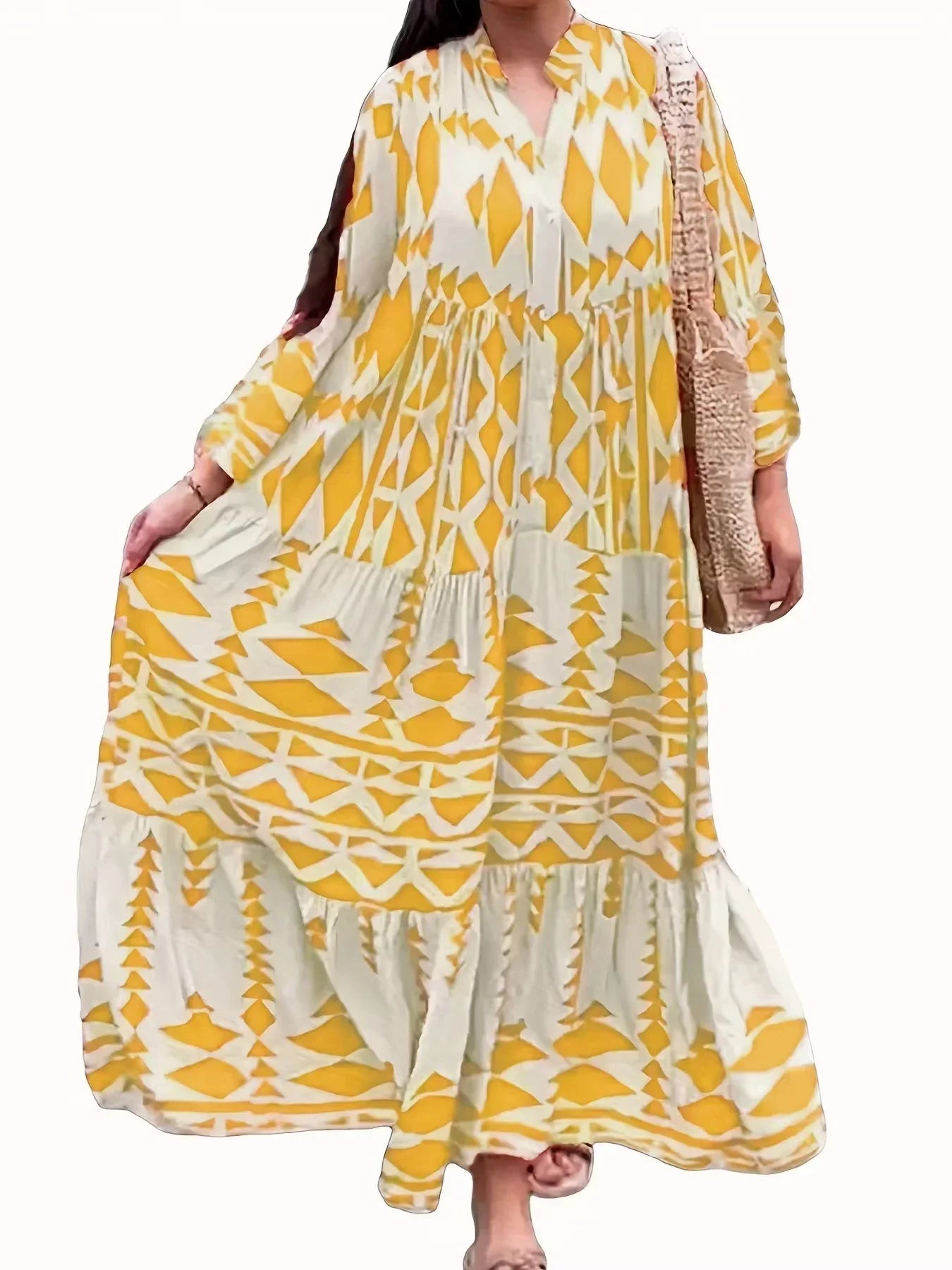 Women wearing casual shirt maxi dress with button front design and long flowing silhouette
