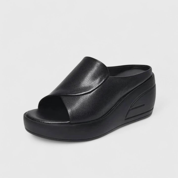 Women’s wedge sandals with cushioned sole and arch support