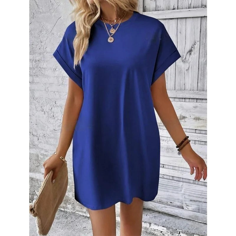 Women’s T-shirt dress in soft cotton blend with short sleeves
