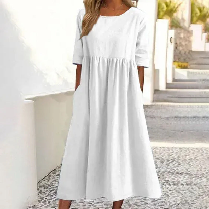 Women’s linen cotton dress with relaxed fit and breathable fabric