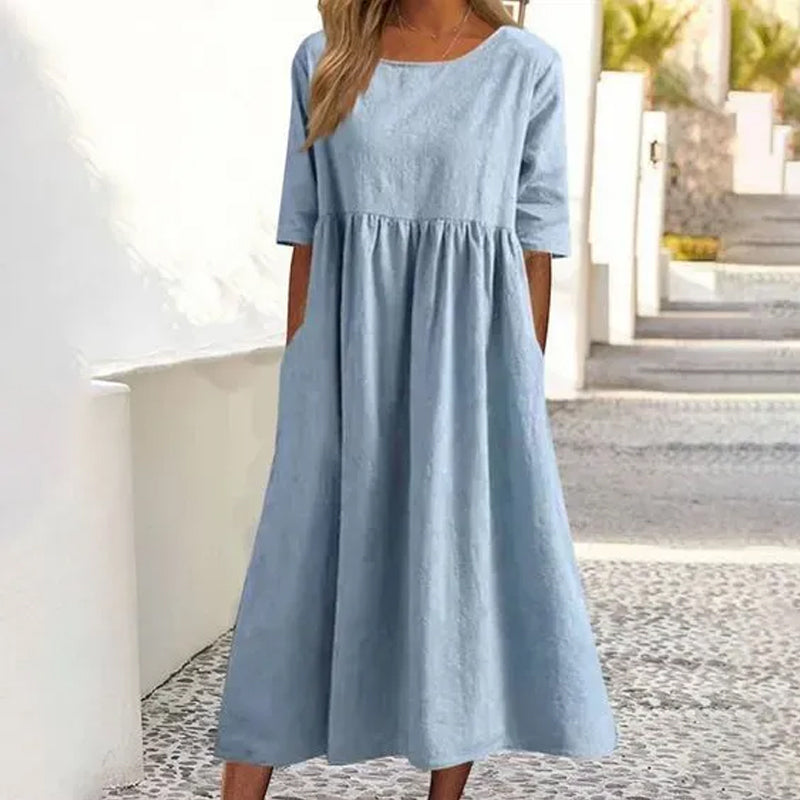 Women’s linen cotton dress with relaxed fit and breathable fabric